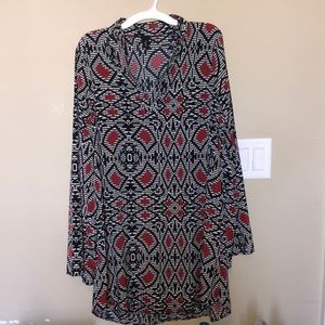 Black red and white printed dress